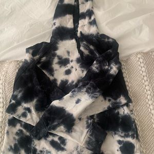 Zara Womens Black Gray White Tie Dye Hoodie Pullover Sweatshirt Size M